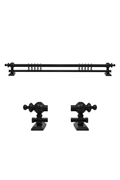 BonicasaArt Umeraș pentru perdea rustic din lemn cu o singură șină neagră 100cm