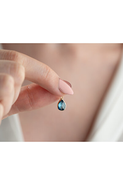 MİNİMAL Kolye Altın Damla taşlı Kolye Ucu