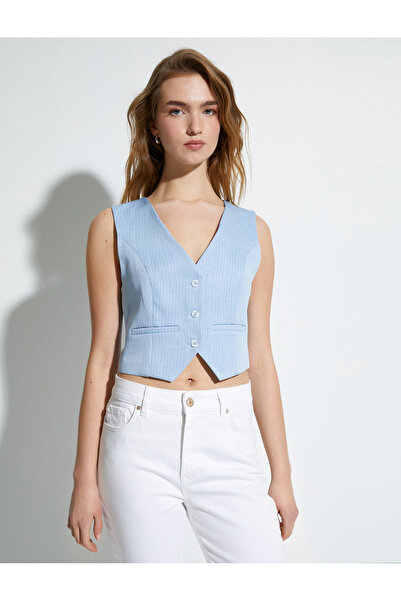 Koton Γιλέκο με κουμπιά V-λαιμόκοψη με τσέπη Flotilla