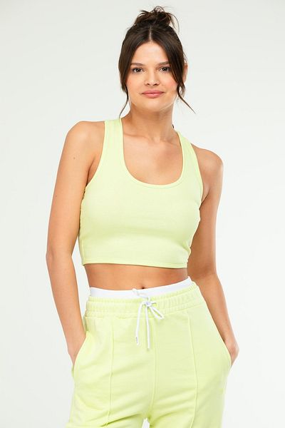 speedlife VERDE DESCHIS Slim Fit Basic Camisole cu bretele fără mâneci Crop Top pentru femei SC1242