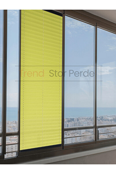 TREND STOR PERDE Yeşil Plise Katlanır Cam Balkon Perdesi - Ofis Perdesi - Salon Perdesi - 034