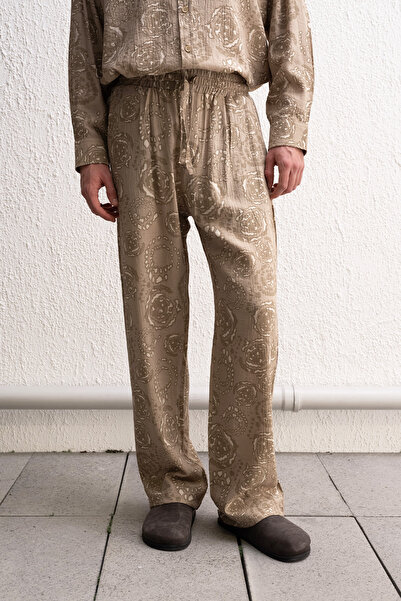 GIESTO Patterned Beige Trousers