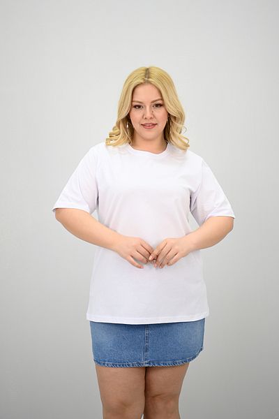 Koza Butik Women's Large Size Short Sleeve Crew Neck Oversize T-Shirt 1963-25