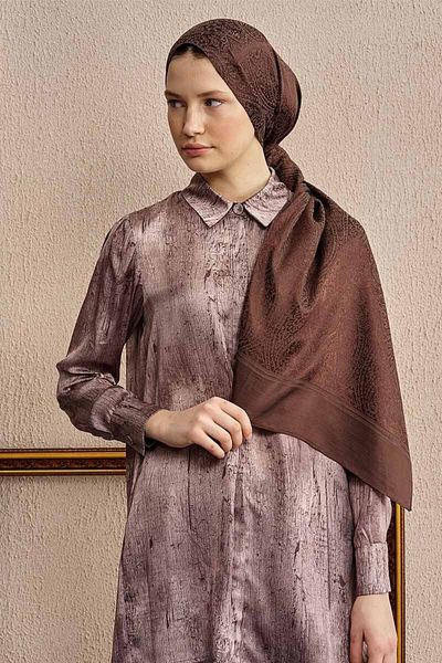 ED Scarf Σάλι διπλής όψης Ethnic Pattern - Καφέ