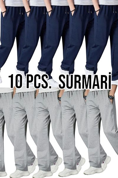 SURMARİ 10 τεμ. Unisex Regular Pipe Leg 5 Navy Blue και 5 Γκρι Φούτερ
