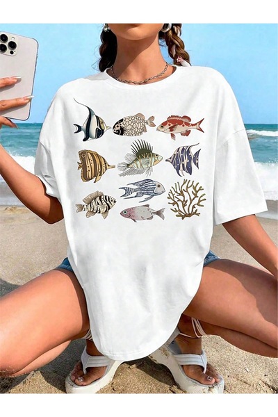 Jose Clothing Tricou imprimat cu mânecă scurtă cu croială supradimensionată