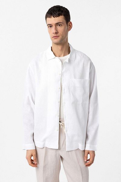 Antioch White Linen Blended Relax Fit Men's Shirt
