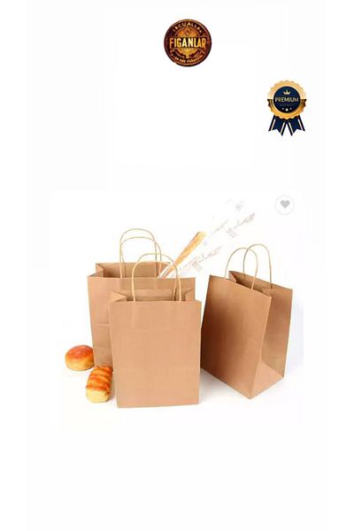 figanlar ambalaj 1. Quality Kraft Twist Handle Paperboard Bag 50 Pcs 15X8X20 Gift Bag