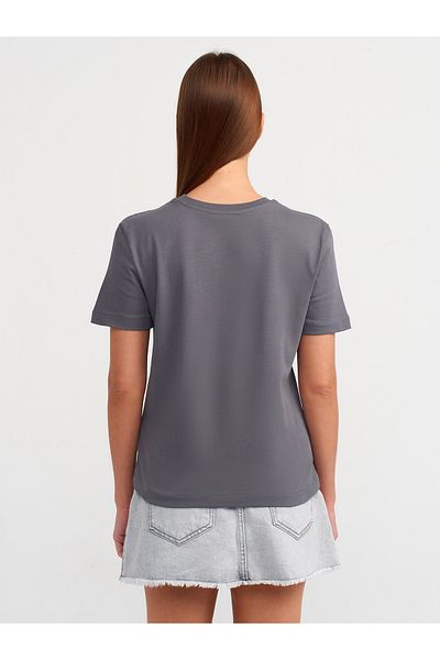 Dilvin 31069 T-shirt Smoked Cotton Crew Neck
