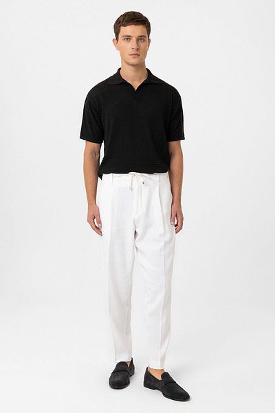 Antioch Black Polo Neck Textured Men's Knitwear T-Shirt