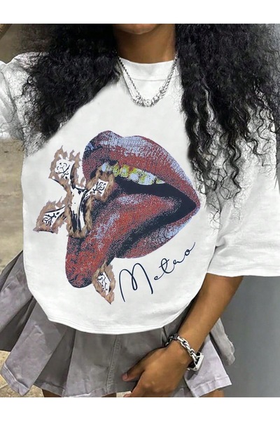 Jose Clothing Tricou imprimat cu mânecă scurtă cu croială supradimensionată