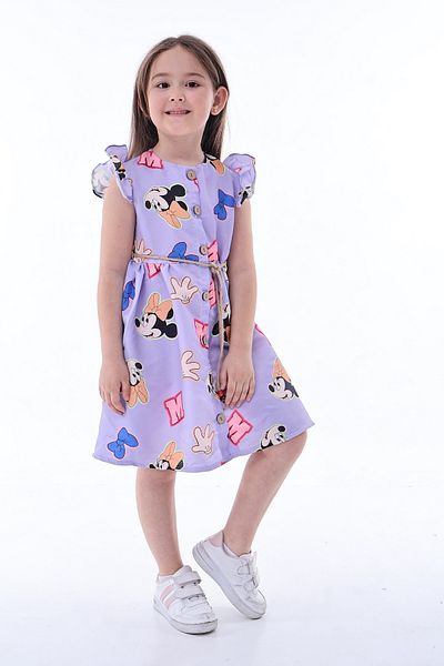 Fox Moda Printed Ruffle Sleeve Summer Girl's Dress