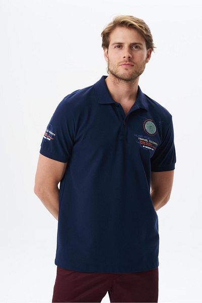 Arma Ανδρικό μπλουζάκι Navy Blue Oversize με στάμπα 100% βαμβακερό πικέ πόλο με λαιμόκοψη Y 29374870502