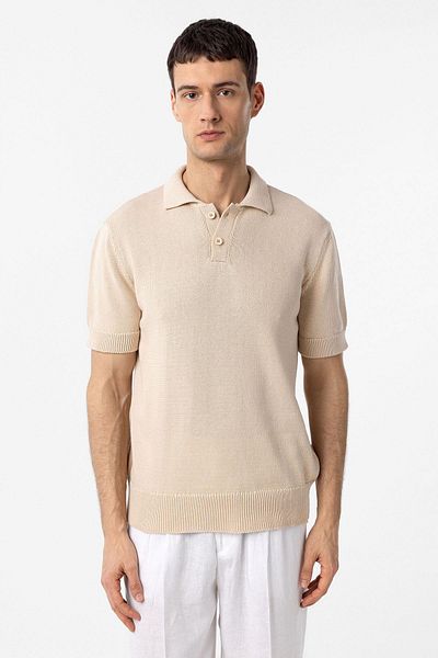 Antioch Stone 100% Cotton Polo Neck Knitwear T-Shirt