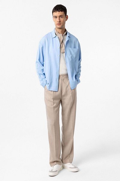 Antioch Light Blue Linen Blended Relax Fit Men's Shirt