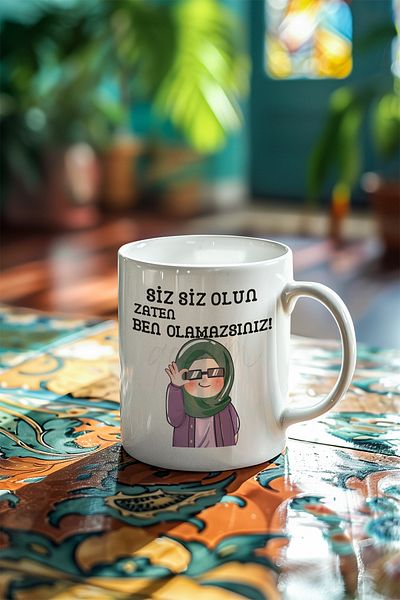 qoeuyl boutique You Can'T Even Be Me Lettering Printed Fun Gift Mug Cup-Woman with Hijab Visual Options