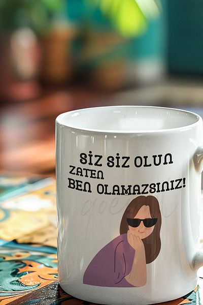 qoeuyl boutique You Can'T Even Be Me Lettering Printed Fun Gift Mug Cup-Woman with Hijab Visual Options