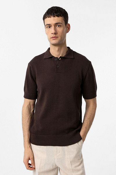 Antioch Coffee 100% Cotton Polo Neck Knitwear T-Shirt