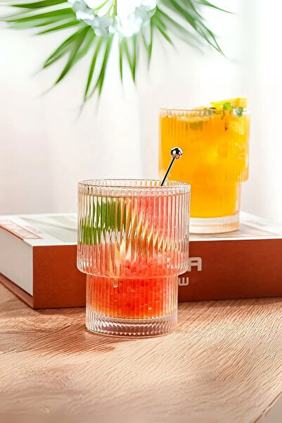 Heredot 2 Adet 300 ML Origami Stil Isıya Dayanıklı Su Meşrubat Kahve Cam Bard...