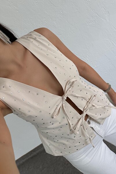 Suziş Stoned, Tie, Beige Color Vest 35022