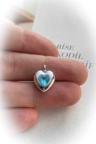 roshel Rodyum Kaplama Taşlı Kalp Model Kolye Ucu 5 Farklı Renk Seçeneği