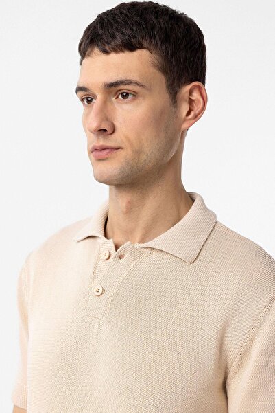 Antioch Stone 100% Cotton Polo Neck Knitwear T-Shirt