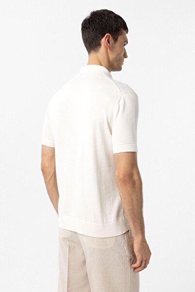 Antioch Ecru 100% Cotton Crop Collar Knitwear T-Shirt