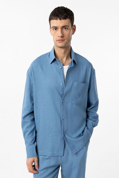 Antioch Baby Blue Linen Blended Relax Fit Men's Shirt
