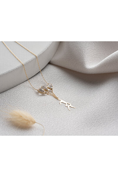 Minimal Kolye 14 Ayar Altın Balonlu Kız Çocuk Kolyesi 4x6mm Renkli Taş 1.70 Gram Minimal