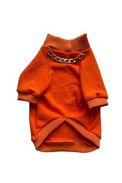 Barneystore Orange Combed Cotton Cat Dog Sweat - Necklace Design
