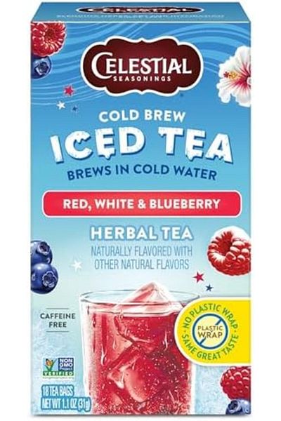 Celestial Seasonings Cold Brew Tea | With Red White, Blueberry Flavor | Caffeine Free| Gluten Free |