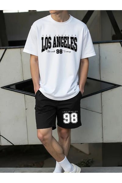 pandy Los Angeles 98 Printed T-Shirt - Shorts Sportswear Tracksuit Set