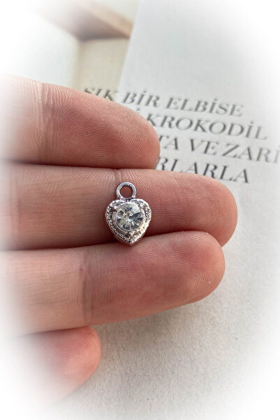 roshel Rodyum Kaplama Taşlı Kalp Model Kolye Ucu 4 Farklı Renk Seçeneği