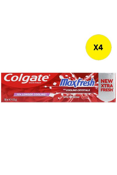 Colgate X4 - COLGATE PASTA DINTI 100ML MAX FRESH COOLING CRYSTALS SPICY FRESH