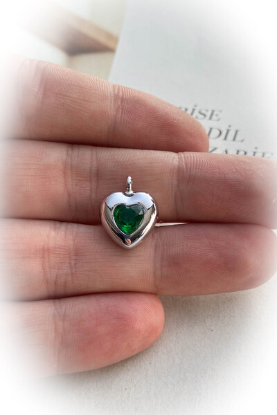 roshel Rodyum Kaplama Taşlı Kalp Model Kolye Ucu 5 Farklı Renk Seçeneği