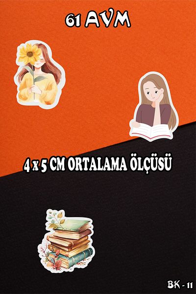 61 AVM Girl Reading a Book Themed Sticker Set - Suitable for Scrapbook & Bullet Journal
