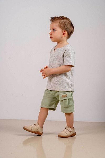 bombe Baby Kids Green Cotton Shorts Comfortable Set Trend Fashion Girl-Boy Baby Kids Bottom Top Set
