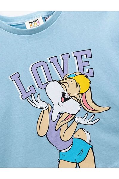 Koton Tricou pentru fetiță albastru cu licență cu imprimeu Lola Bunny 5skg10446ak
