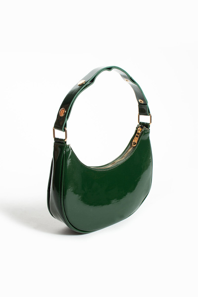 KOÇAK ÇANTA Women's Shiny Baguette Patent Leather Arm and Shoulder Bag