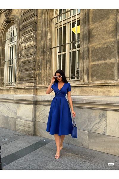 Modafeminen Φόρεμα με διπλό γιακά Midi Flared 582932 Saks