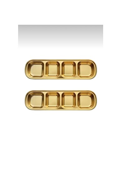 abnturk 4 Bölmeli Gold Renk Paslanmaz Çelik Sosluk Reçellik Lokumluk Çerezlik...