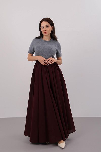 FACETTE Fusta de damă Bordeaux Premium plisată lungime midi