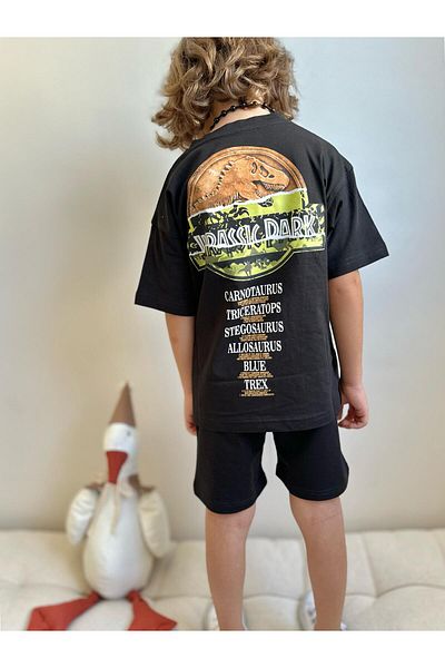 YİGİT BUTİK Dinosaur Printed Shorts Boys' Bottom Top Set