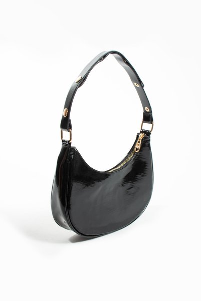 KOÇAK ÇANTA Women's Patent Leather Baguette Leather Hand and Shoulder Bag with Snap Fasteners
