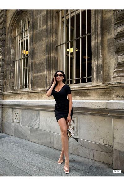 Modafeminen Μίνι φόρεμα με μονό μανίκι 582987 Μαύρο