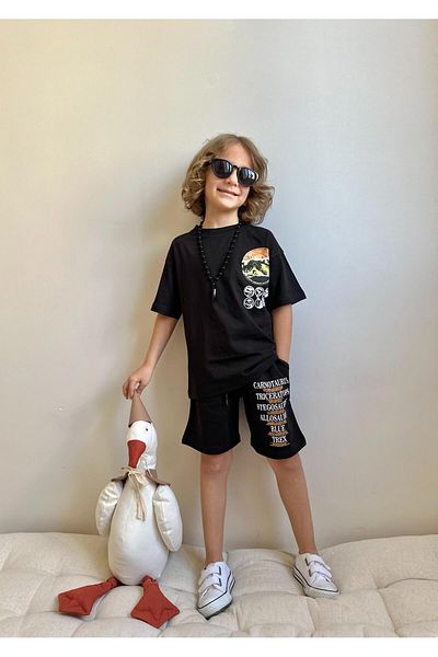 YİGİT BUTİK Dinosaur Printed Shorts Boys' Bottom Top Set