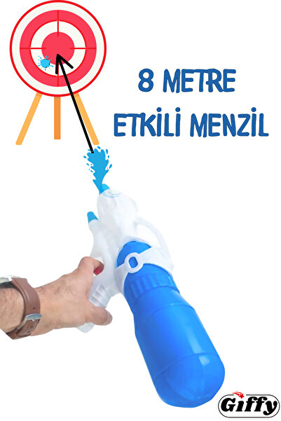 giffy Oyuncak 8 Metre Menzilli Su Tabancası Büyük Boy Su Silahı 37 Cm Doldurulabilir Tüplü Yaz Deniz Havuz