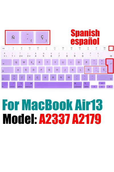 Choice purple-EU-A2337A2179 Spanish Keyboard Cover for MacBook Air 13.6 15.3 inch A2681 A2941 A2337 M3 M2 M