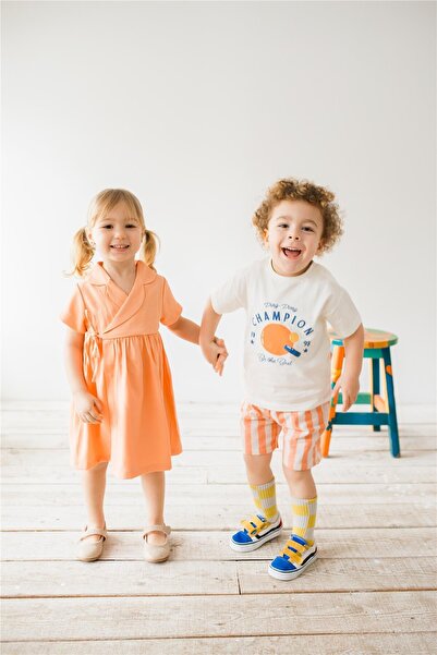 miabambim Kruvaze Kız Bebek Elbise Somon Somon