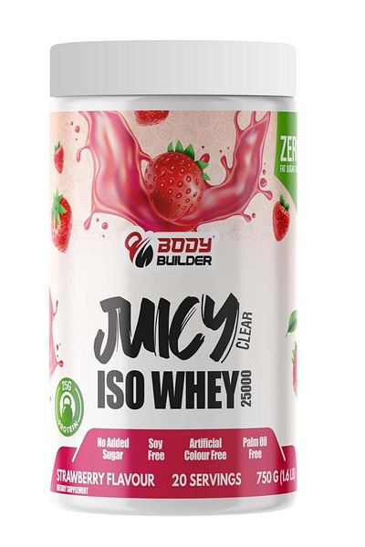 Body Builder Juicy Clear ISO Whey Protein ultra-pure clear whey protein isolate Strawberry 1.6 lb - 20 Servings